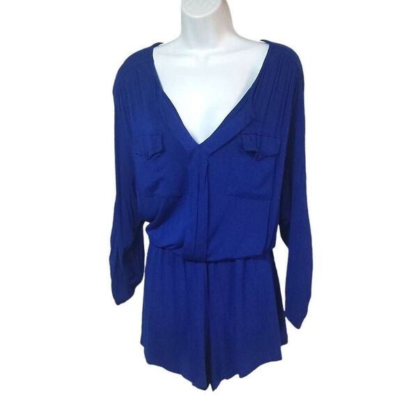 Young Fabulous Broke casual chic soft knit Romper Relaxed Fit Stretchy L blue - Picture 1 of 8
